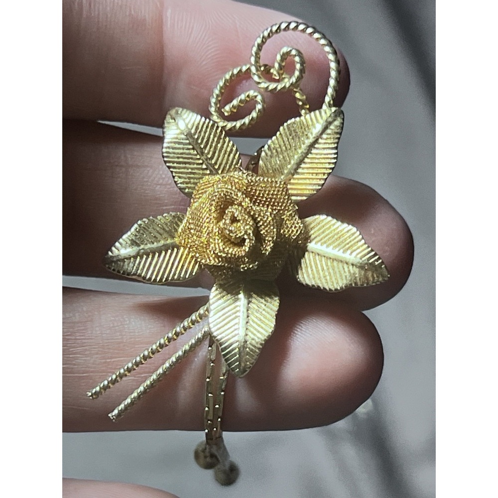 Vintage Flower Mesh Rose Slide Necklace Gold Tone Bolo Lariat Style Fashion 20"